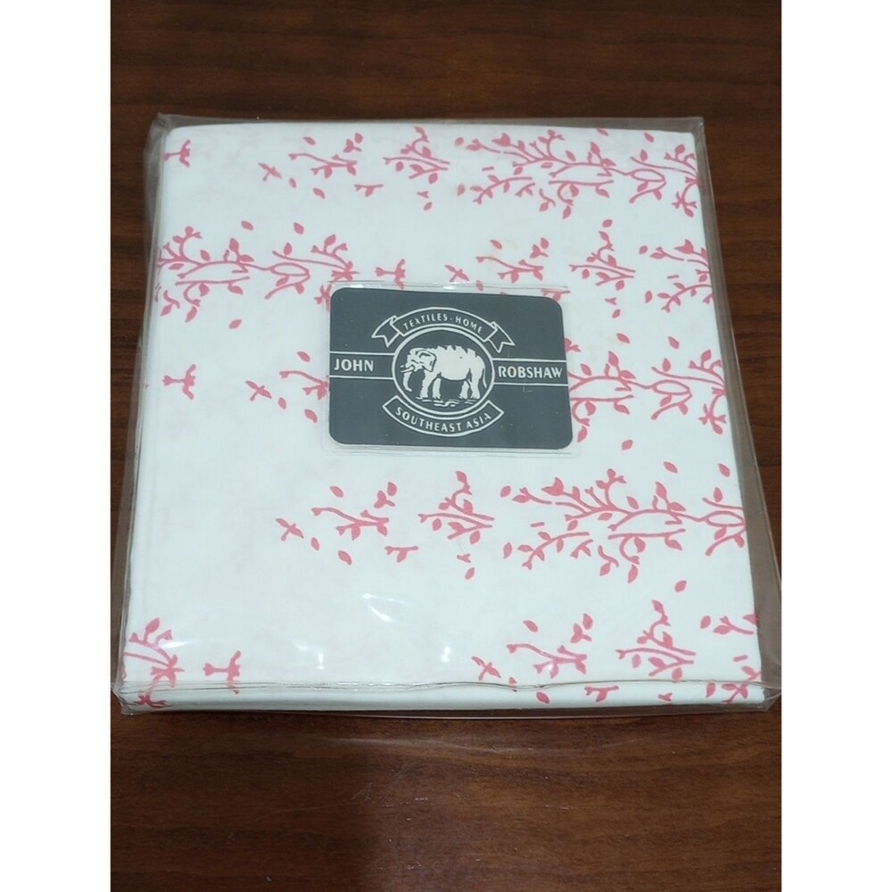 John Robshaw Textiles 100% Cotton Block Print Rosado Table Cloth, 60"x60" - New!